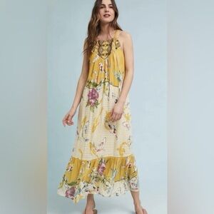 Anthropologie One September Paradiso Koi Print Maxi Dress Size L Bohemian